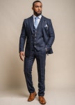 Mens Cavani Navy Check Wool Blend Bespoke Wedding 3 Piece - Etsy
