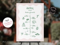 ORDER of EVENTS TEMPLATE Custom Wedding Day Timeline Sign Hand Drawn Illustrated Icons Scallop Wavy Edge Colorful 0014 - Etsy