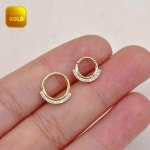 14k Solid Gold Hinged Segment Hoop Rings Forward Facing Double Lined CZ Septum Ring Daith Piercing Nose Ring Tragus Cartilage... 