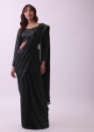 Designer Black Sequins Saree and Blouse With Sequence Crystal Detailing is an Exquisite and Glamorous Ethnic Ensemble That Exudes... 