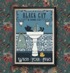 Black Cat Wash Your Paws Poster Bathroom Decoration Print - Etsy