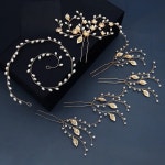 Gold Leaf and Pearls Hair Pin and Hair Vine Set Wedding Hair - Etsy