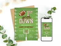First Year Down Football 1st Birthday Invitation, Boy Birthday Invite, Editable, Printable or Digital, Instant Download T0024 - Etsy