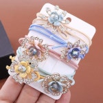 Rhinestone Flowers Hand Knot Knot Knit Hair Ring Hair Rope - Etsy
