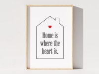 Home is Where the Heart is Digital Print, Home Sweet Home Wall Art, Heart Home Decor, Home Quote Poster, Housewarming Gift... 