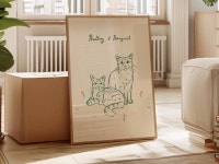 Custom Multi Pet Portrait With Flowers, Cute Minimal Pet Print, Multiple Cat Drawing, Personalized Dog Illustration, Digital Pet... 