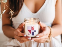 Copy of Whimsical Dragonfly Soy Candle 9oz Elegant 9oz Soy Candle With Soft Red and Purple Tones, Featuring Minimalist Geometric... 