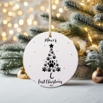 Pets First Christmas Dog Footprint Tree Ceramic Dog Ornament Dog Lover Gift Holiday Pet Decor Festive Dog Ornament Unique Dog... 