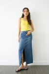 Dottie US Front Split Denim Long Skirt Dark Blue S0148 - Etsy
