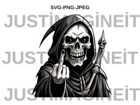 Grim Reaper Middle Finger SVG Death SVG Horror T-shirt Decal Graphics Tattoo Cricut Cutting File Clipart Vector Digital Png Svg... 
