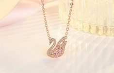 Dazzling Pink Swan Pendant Necklace, 925 Sterling Silver Swan Necklace, Crystal Necklace, Jewelry for Women, Charm Necklace, Gift... 
