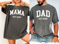 Custom Mom Dad Comfort Colors® T-shirt, Personalized Mama & Dad Pocket Shirt, Pregnancy Announcement Tee, Matching Parents... 
