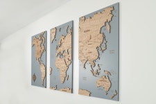 Oak Wood Detailed World Map Wall Art Push Pin, Cork Board Map Wooden Travel Map Wall Home Decor, World Map Gift, Feature Wall Art... 
