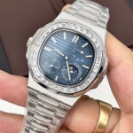 Patek Philippe Nautilus 5724 Blue Dial Full Diamond Watches, Stainless Steel Patek Philippe, Come With Box Paper Tag Watch, Patek... 