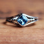 Blue Topaz Solitaire Ring Cushion Cut Ring Gemstone Ring - Etsy