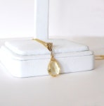 Citrine Teardrop Pendant Goldfilled Necklace, 12 X 8mm Faceted Golden Yellow Gemstone, November Birthstone - Etsy