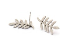 Silver Leaf Earring, 4 Antique Silver Plated Brass Leaf Stud Earrings, Findings (23x12x1.2mm) N1631 H1506 - Etsy