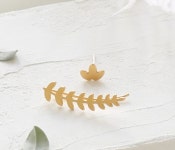 Geo Ear Climbers, Leaves Ear Climber, Asymmetrical Earrings, Botanical Jewelry, Nature Earrings, Leaves Earrings, Gold Plated... 