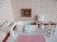 Vintage Dollhouse Furniture White Enameled Wooden Bathroom - Etsy Vintage Dollhouse Furniture  White Enameled Wooden Bathroom - Etsy