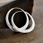 Sterling Silver Hoop Earrings With Raw Silk or Texture of Your - Etsy