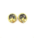 Pair of Vintage Hobe 57 Signed Round Gold Tone Iridescent Black Druzy Style Rhinestone 1.25 Designer Clip on Earrings - Etsy