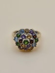 14K Yellow Gold Vintage Le Vian Tutti Frutti Cluster Ring With Garnet, Amethyst, Citrine, Blue Topaz, and Emerald. - Etsy