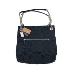 Coach G1282-21161 Monogram Black Shoulder Tote Bag, Crossbody Tote With Metallic Outlining and Chain Strap - Etsy