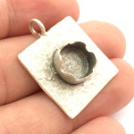 Antique Silver Plated Brass Hammered Pendant Settings Blanks Mountings , 10mm Square Blank G5986 - Etsy