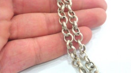 Silver Rolo Chain Antique Silver Plated Chain 7 Mm G9557 - Etsy