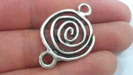 Silver Charm Antique Silver Plated Metal Connector With Two Holes, Pendant (24 Mm) G9563 - Etsy