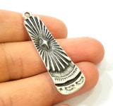 2 Silver Pendant Antique Silver Plated Pendants 48x14mm - Etsy