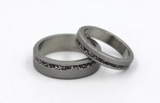 Sandblast Wedding Ring Set of 2 Meteorite Ring Set Wedding - Etsy