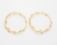 2PCS - Sprout Round Pendant, Leaves Round Charms, Branch Circle Charm, Real 14K Gold Plated [P0020-PG] - Etsy