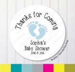 Baby Shower Stickers, Thank You Baby Feet Stickers, Thank You Labels, PRINTED round Stickers, tags, Labels or Envelope Seals A1264