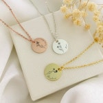 Personalized Disc Birth Flower Necklacename Necklace With - Etsy
