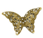 Filigree : 10 Antique Bronze Filigree Butterfly Connectors / Brass Filigree Metal Stampings / Links / Embellishments -- F113757... 
