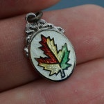 ENAMEL Leaf Charm. Sterling Silver Canada Charm . Bmco ENAMEL - Etsy