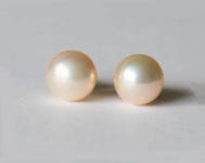 Water Pearl Studs, 14K Gold Filled Pearl Post Studs, Bridesmaids Earrings, Peach Earrings, Real Pearl Earrings - Etsy