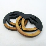 2 Black Heart Round Resin Wood Charms, 25mm Heart Charms, Jewelry Making Supplies G1834 - Etsy
