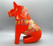 BIG Vintage Hand Carved Siljans Trä Swedish Red Sitting Dala Horse Akta Dalahemslojd Sweden - Etsy