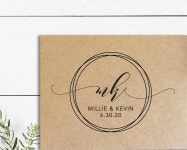 Monogram Wedding Stamp Wooden or Self-inking Envelope or - Etsy