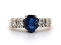 14k Yellow Gold 1.52 Carat Genuine Natural Sapphire and Diamond Ring J5570 - Etsy