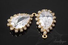 H1090-1PC/10PCS, 16K Real Gold Plated 11.5*18 Mm Faceted Cubic Drop Charm, Bridal CZ Drop Pendant, Nickel Free - Etsy