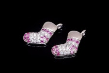 H1378-2ea/20ea-rhodium Plated-17*8.5mm Ruby Cubic Christmas Socks Charm, Tiny Cubic Socks, Christmas Charms, Wholesale Charm - Etsy