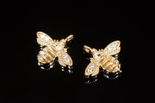 H1367-2ea/20ea-gold Plated-13.5*12mm Cubic Bee Charms, Bee Pendant, Wholesale Jewelry Finding, Jewelry Supplies, Wholesale Charm... 