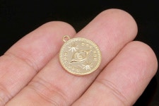H1327-2ea/20ea-gold Plated-18mm Vintage Evil Eye Coin Pendant, Evil Eye Pendant, Medallion Necklace Charm - Etsy