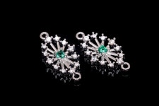 H1362-2ea/20ea-rhodium Plated-8*15.5mm Cubic Ellipse Connector-emerald-jewelry Making, Wholesale Jewelry Finding, Jewelry... 