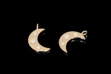 H1275-2ea/20ea-gold Plated-14*10mm Tiny Moon Charm, Cubic Crescent Pendant, Cubic Moon Charms, Wholesale Jewelry Finding... 