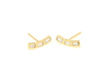 H2374-1pair/10pairs, Gold Plated 14*3mm Tiny CZ Earrings, Cubic Bar Post Earrings, Nickel Free - Etsy