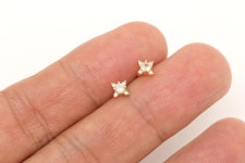 H2366-1pair/10pairs-gold Plated-4.5mm Tiny CZ Earrings, Special Cubic Earrings, Wedding Jewelry, Nickel Free - Etsy